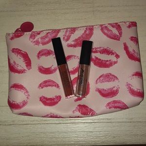 Lip gloss and lip stick with makeup bag